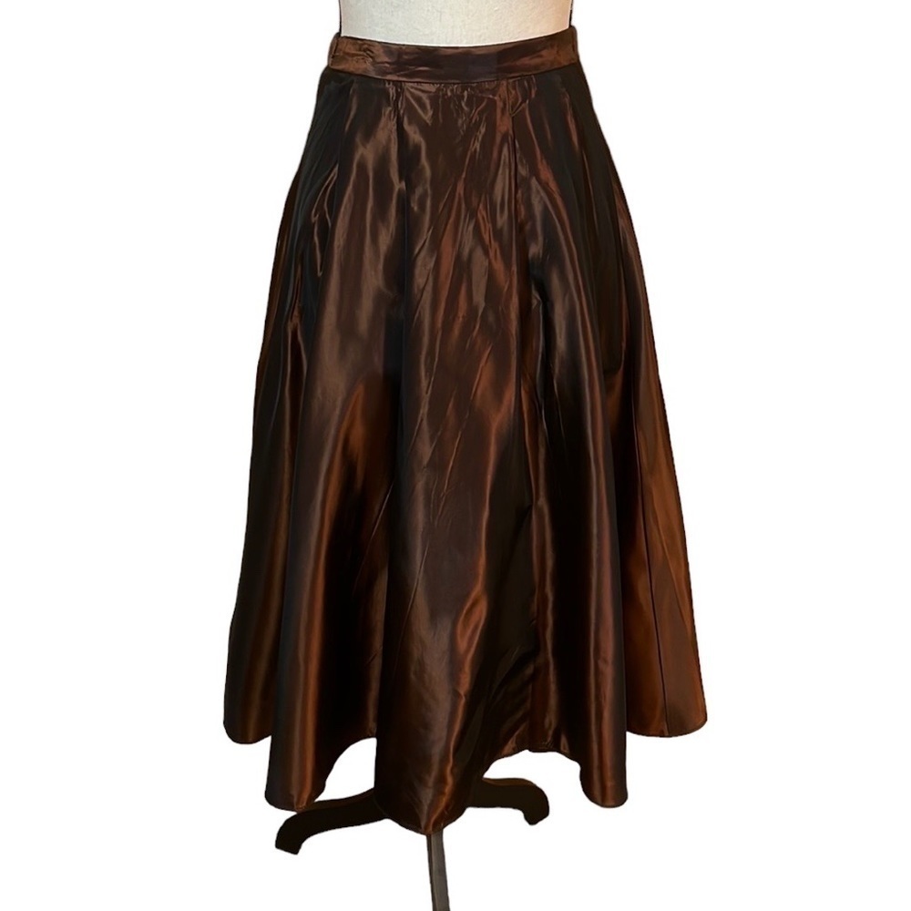 Jessica McClintock Brown Iridescent Taffeta Midi Shirt Sz-7
